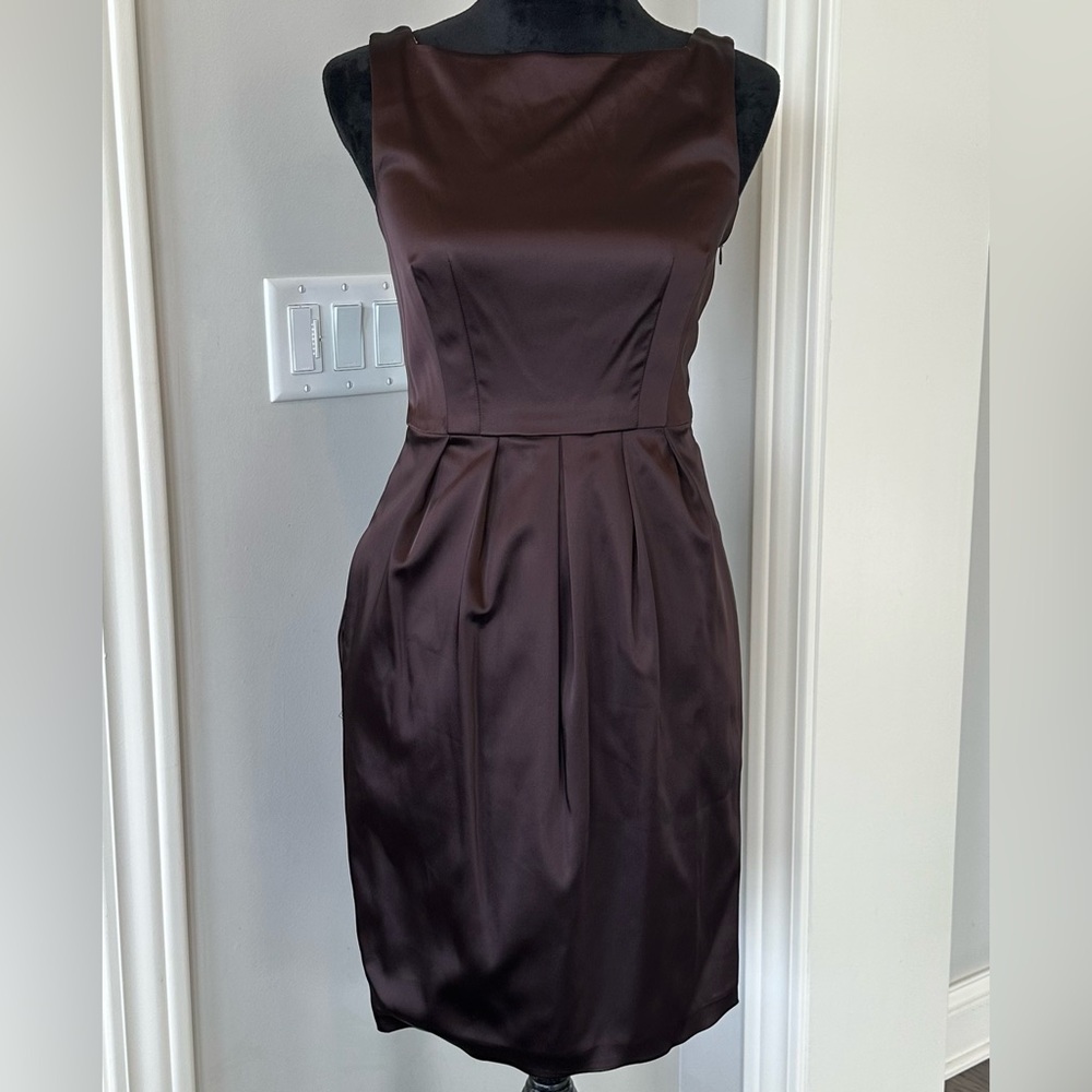 ✨EUC✨Marc New York Brown Ruched Cocktail Dress Lined Side Zip Women size 4